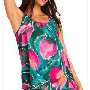 NEW Fabletics Women's Painted Tulips Sleep Tank Top Size XL Colorful Sleepwear